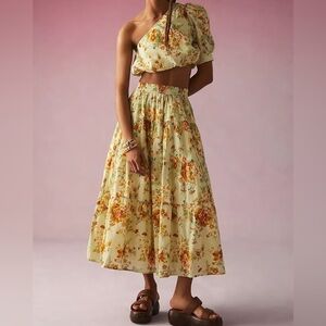 EN SAISON green floral Milani midi skirt